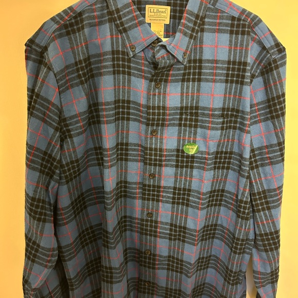LL Bean Flannel Shirt Mens XL Blue Red Plaid orig sticker no tags but new - Picture 1 of 4